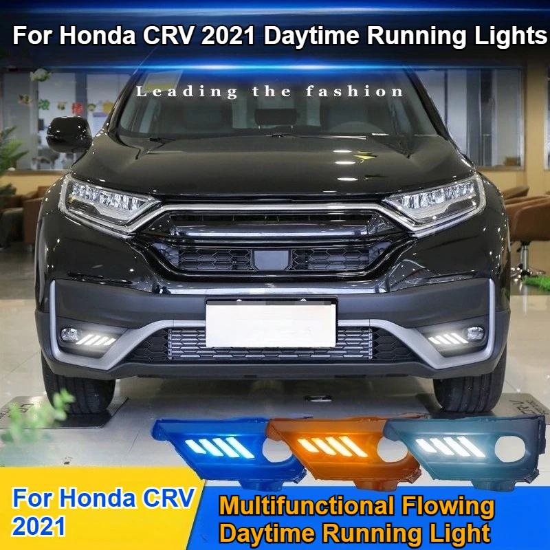 For Honda CRV CR-V 2021 2Pcs Car Led Daytime Running Light DRL Front Fog Lamp Dynamic Turn Signal 12V Daylights Night Blue detail image 2