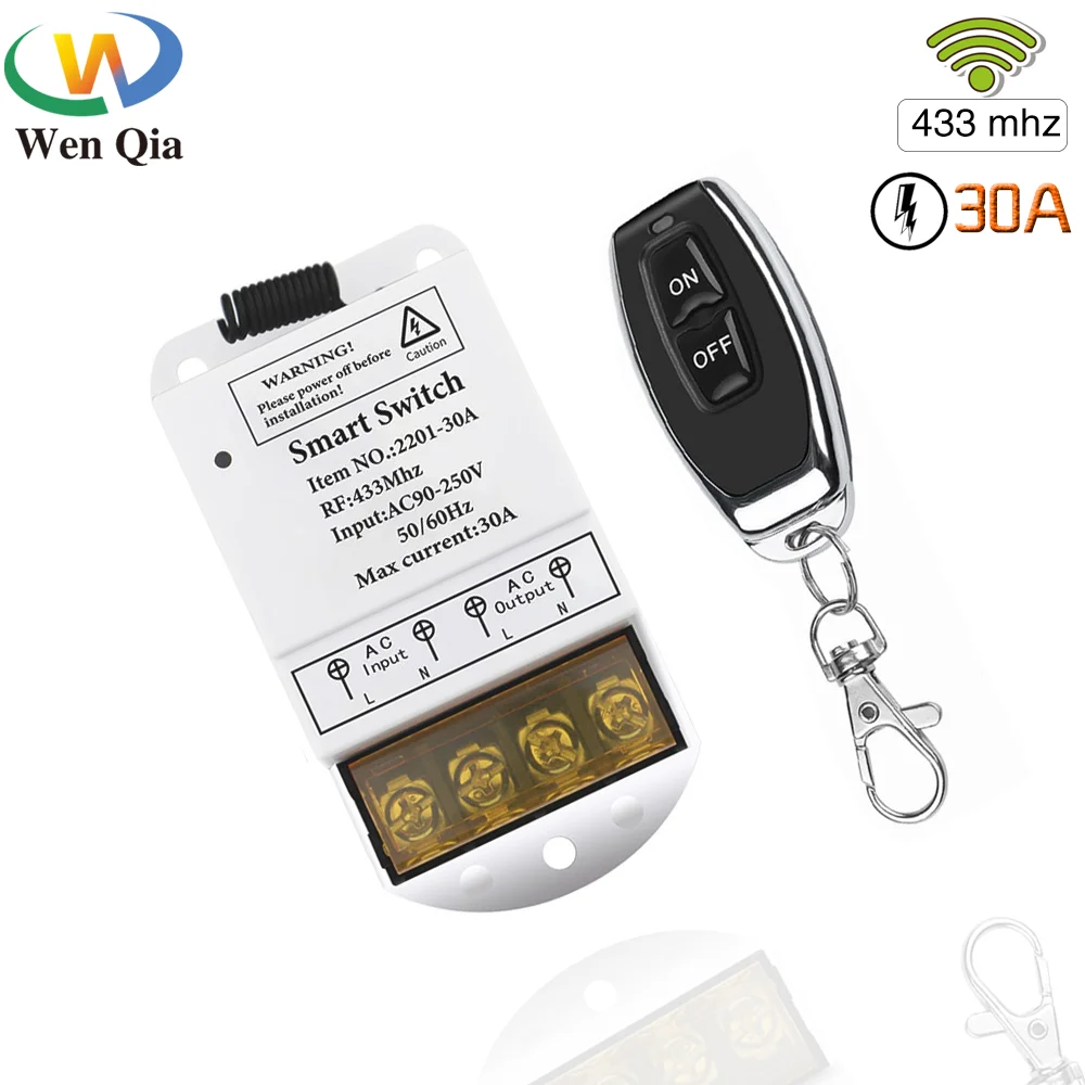 433 Mhz Wireless Remote Control Switch AC 220V 30A Ralay Receiver On/Off Transmitter for Water Pump Factory Motor | Электроника