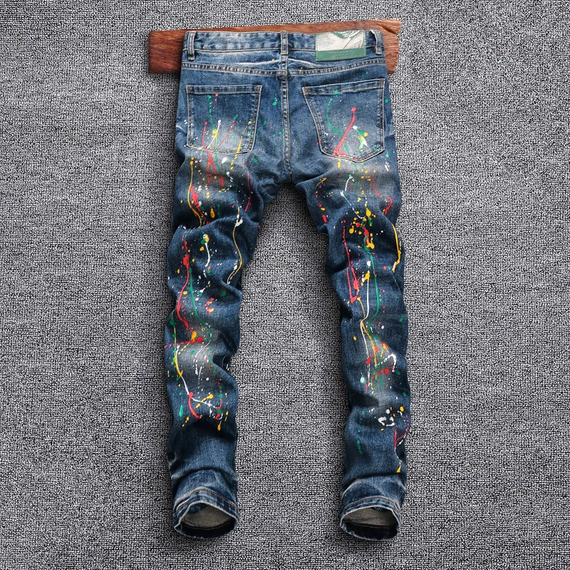 Jeans da uomo stampati slim fit premium slim fit jeans stampati alla