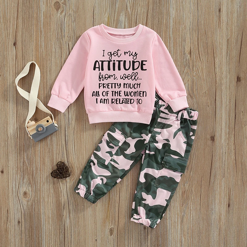 Toddler Girls Sweatshirt & Camo Pants Set 1