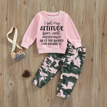 Toddler Girls Sweatshirt & Camo Pants Set 1