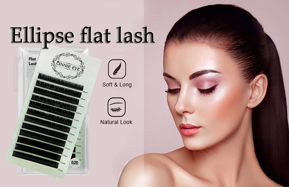 Description Picture 2 of itemNew Ellipse Eyelashes Extension Flat Mink Lash Split Tips False Lash Makeup Individual Classic Lash Cashmere Lashes Supplies