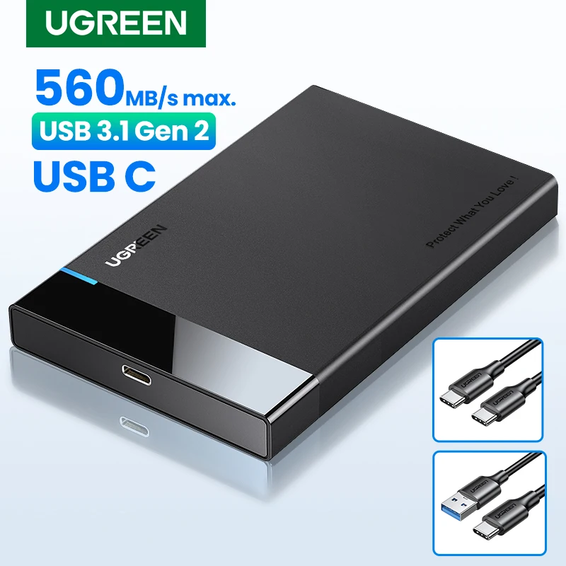 Ugreen-gabinete de Disco Rígido Externo Case Hdd Caixa de Disco Ssd Usb c 3.1 Gen hd 2.5 Sata para Usb 3.0