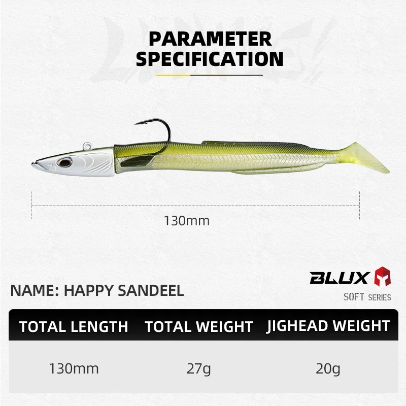 BLUX Happy Sandeel 13cm 27g Soft Live Eel Fishing Lure