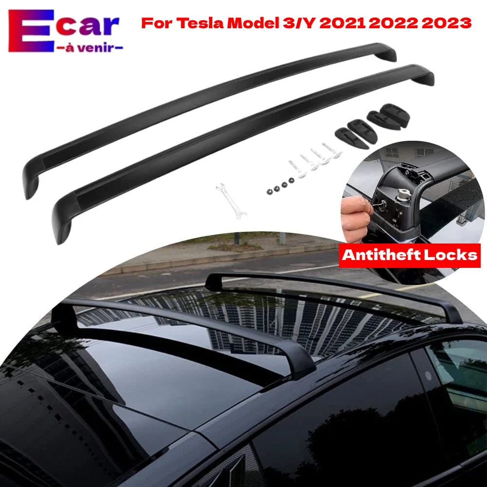 Roof Rack Side Rails Cross Bars with Antitheft Locks Tesla Model Y/3