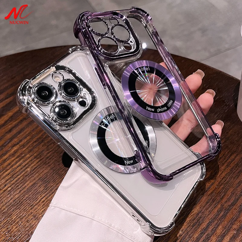 Luxury Electroplated Clear iPhone Case with Logo Ring