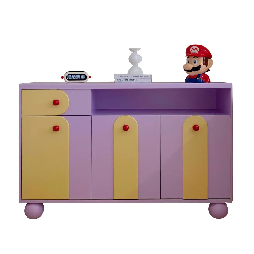 

Sideboard Cabinet Modern Living Room Storage Contrast Color Hallway Cabinet Locker Cream Style