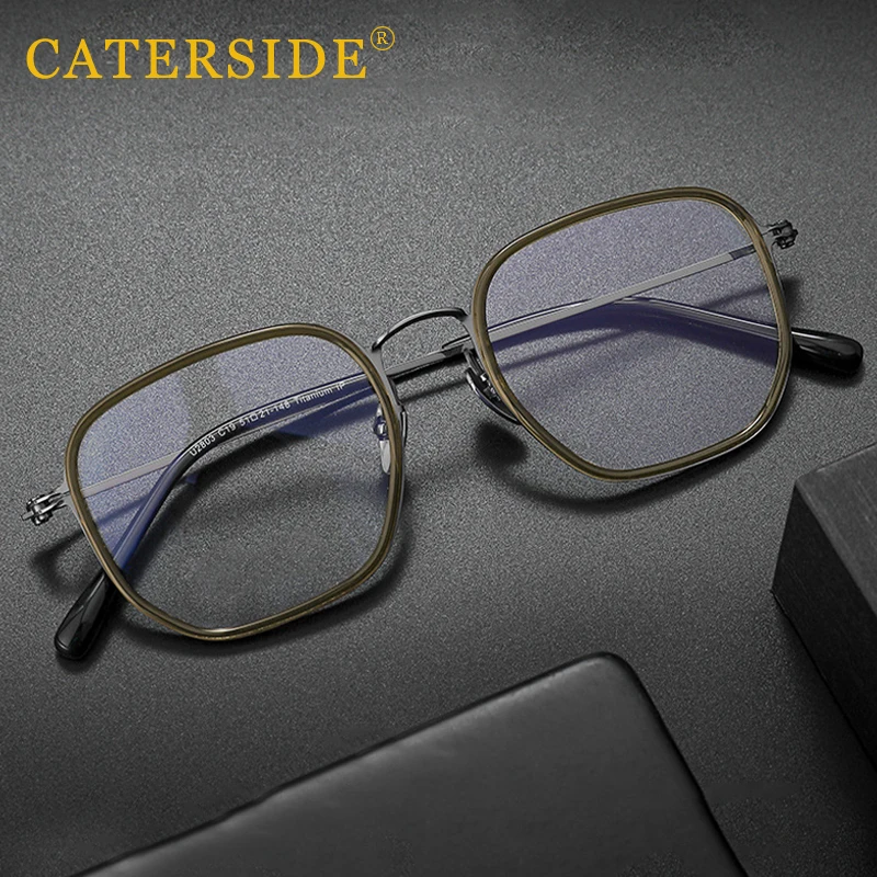 CATERSIDE Vintage Ultra Licht Titan Männer Rahmen Täglich Angepasst Optische Rahmen Lesebrille Mann Anti Blau Licht Brillen – Detail 4