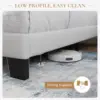 SHA CERLIN King Platform Bed Frame with Velvet Upholstered Headboard, Mattress Foundation with Strong Wooden Slats Support, No B 5