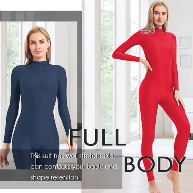 Full Bodysuit Womens Long Sleeve One Piece Jumpsuit Spandex Zentai Unitard