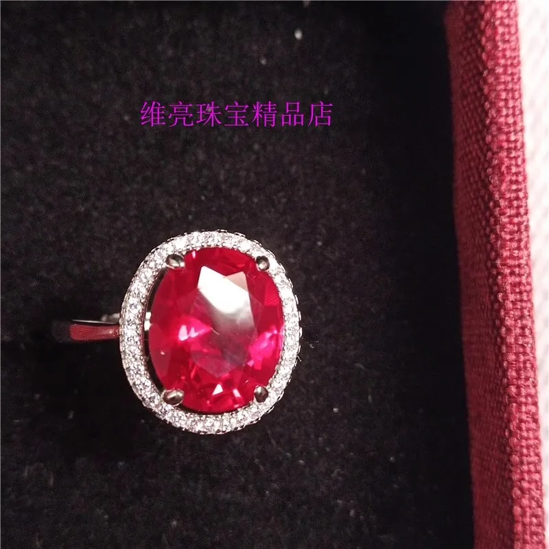 

Synthetic ruby pigeon red corundum Ring 925 sterling silver women's ring adjustable fashion 9x11mm