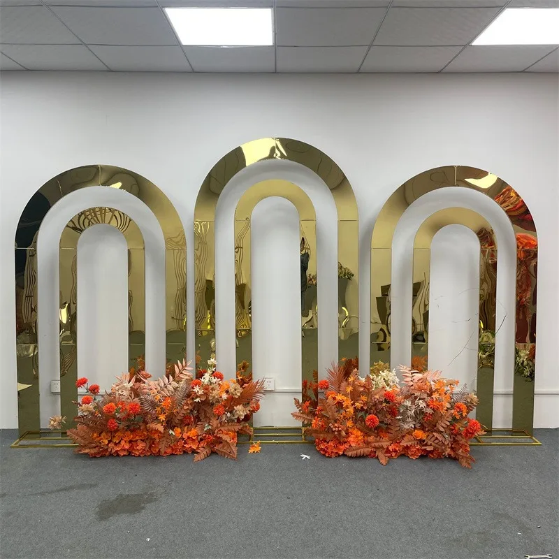 Wedding Arch Stand Wedding Arch Flower Rack Exquisite Gold Set Party Stage Decor Stainless Steel Wedding Background