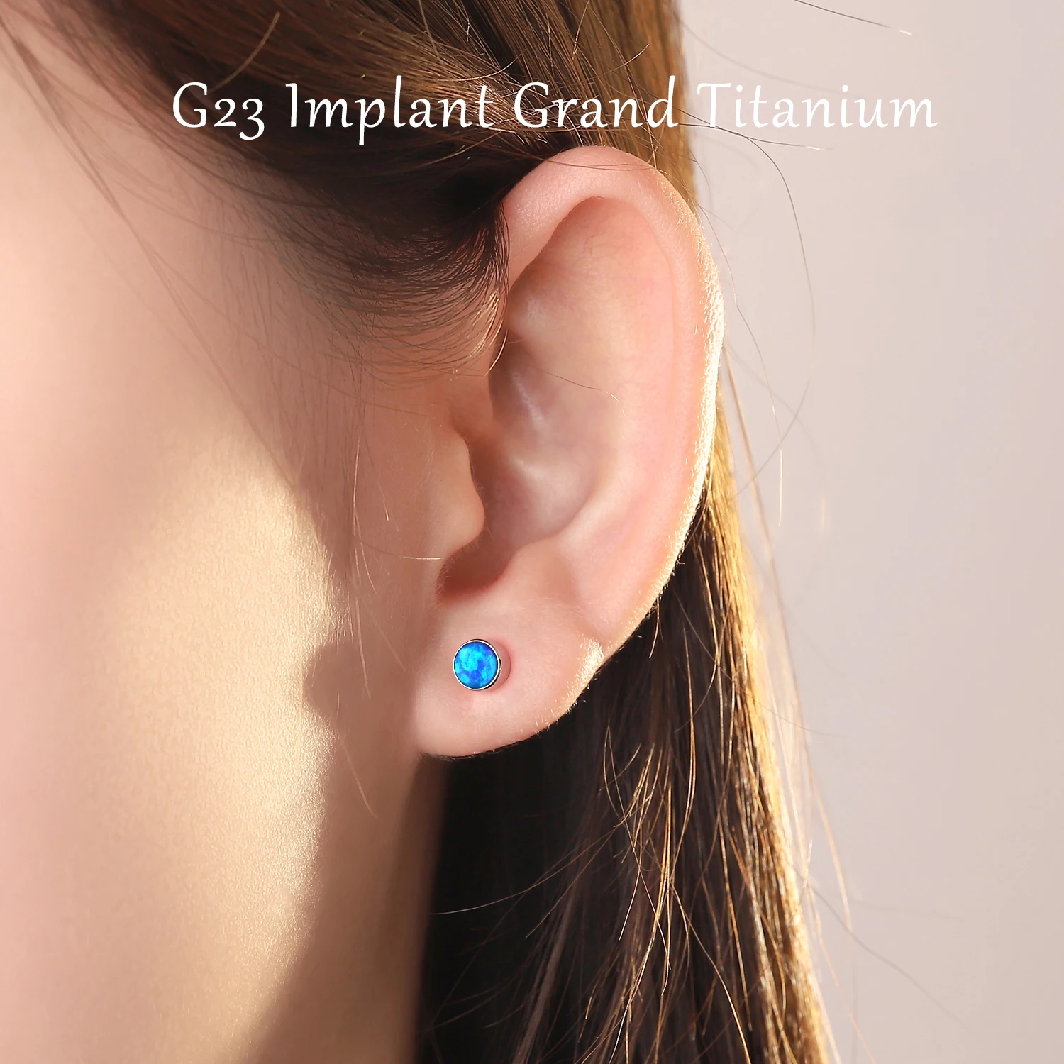 G23 Titanium Hypoallergenic Earrings Cubic Zirconia Opal