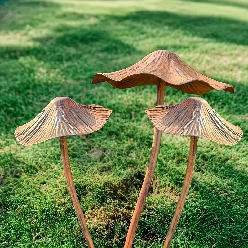 Retro-Gartendekorationsset aus rostfreiem Pilz aus Metall, rostige Pilztafel für den Außenbereich, für Rasen, Gartendekoration, Halloween-Dekoration