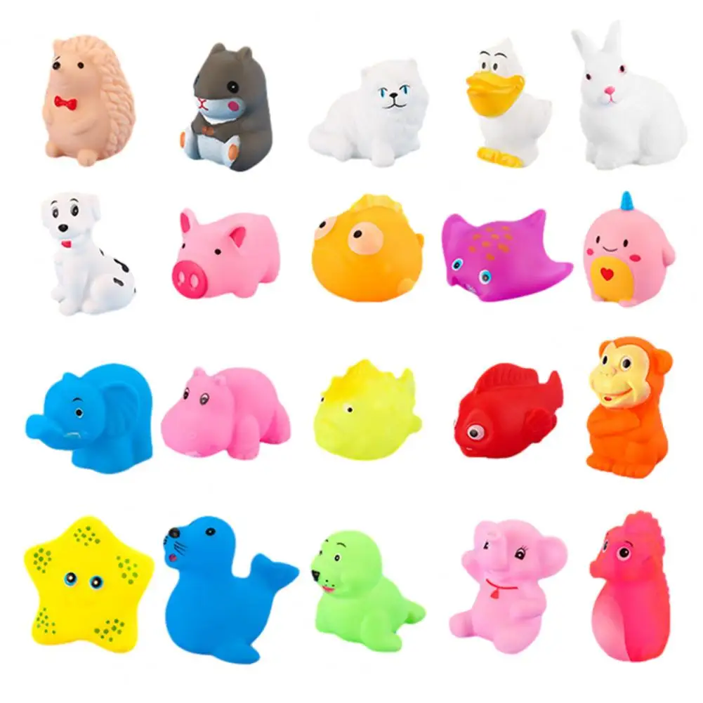 

Bath Vinyl Toy 30pcs Whistle Baby Bath Toys Cute Dog Bear Frog Penguin Dolphin Tortoise Vinyl Squeaky Sound Cartoon for Baby