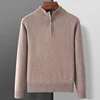 100% Goat Cashmere Men Mock-neck Sweater Zipper Pullovers Autumn Winter Thick Classical Solid Loose Knitwear Korean Men Clothes 2
