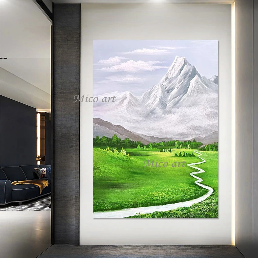 

Canvas Artwork Handmade Landscape Oil Painting Christmas Decorations Art Picture No Framed Beautiful Mountain Abstract Wall