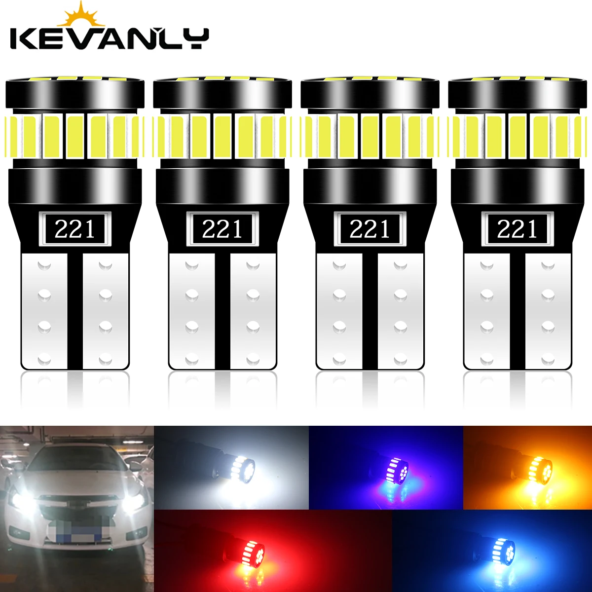 2x 9-LED CANBUS T10 W5W L95 Bulbs - 5000K White Light, Error Free