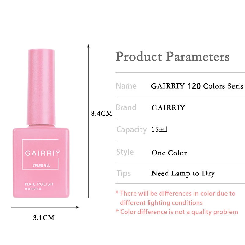 Gairriy 15ml Gel Nail Polish Homochromatic 6 Pcs Colors Set Glitter Soak Off UV LED Semi-Permanent Varnish Art Salon Nails 6