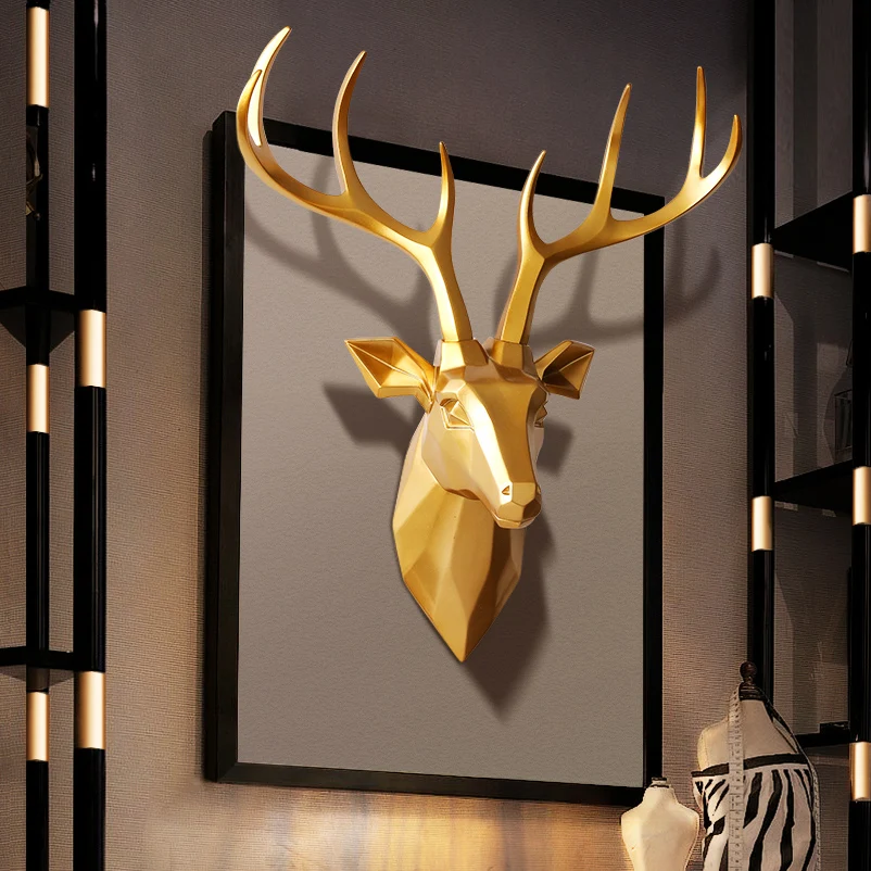 

17*21 Inch Wall Hanging Decor,3D Deer Head Sculpture,Animal Stag Statue,Home Living Room Bedroom Wall Decoration Accessories