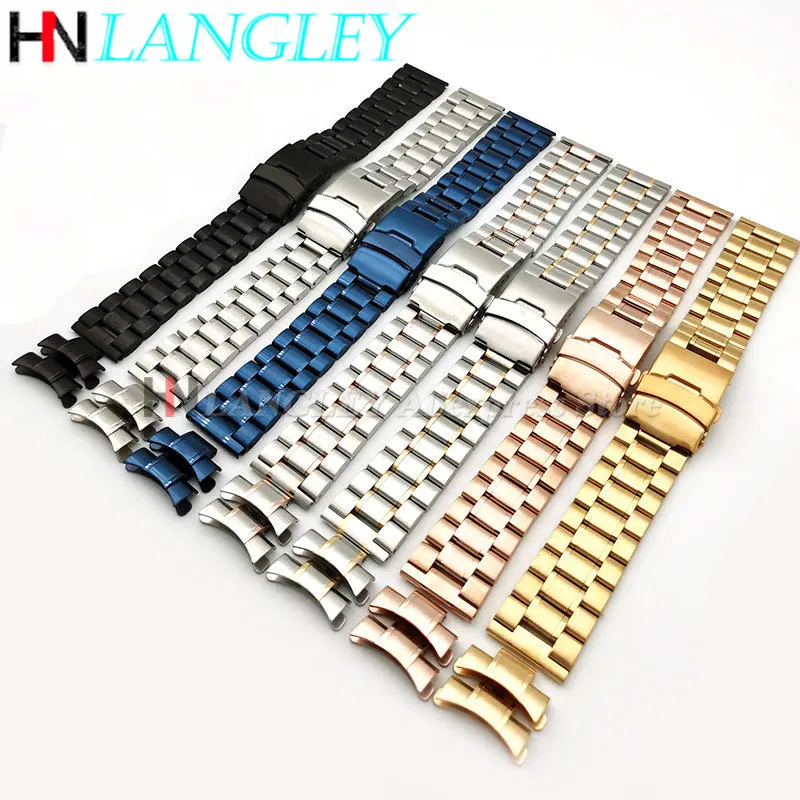 Premium Solid Stainless Steel Arc-End Watch Strap - Universal Replacement Bracelet