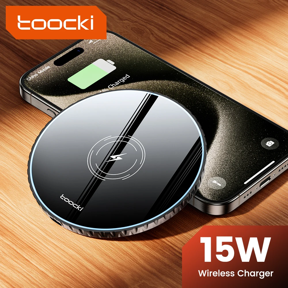 Toock Wireless Charger Pad Per Iphone 15 14 13 12 Pro Max Airpods Samsung Galaxy S22 S21 S20 S10 Xiaomi Wireless Charge Station