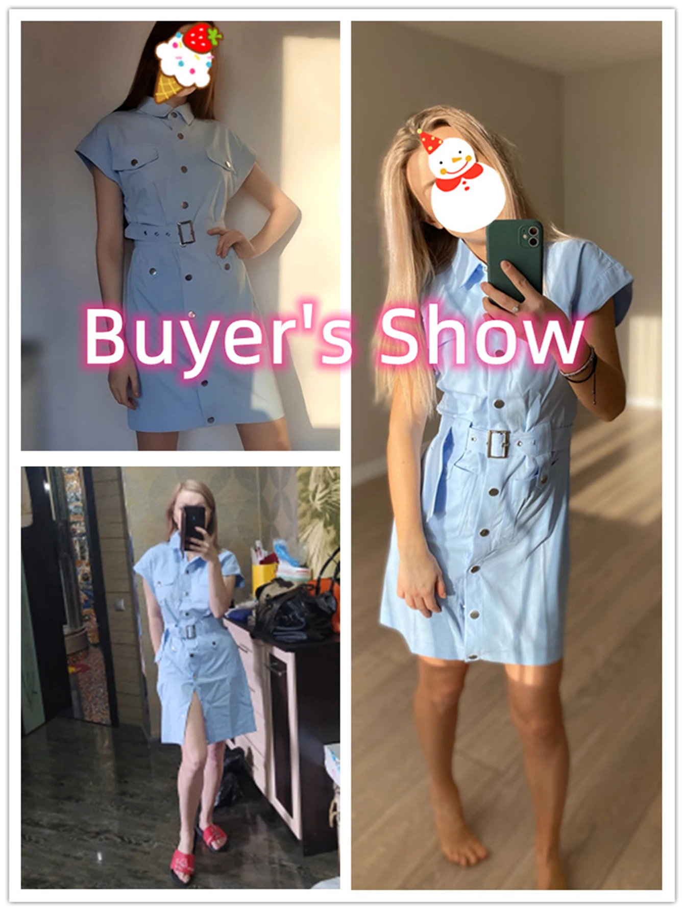 BerryGo Elegant 2022 summer shirt dress short sleeve office dress women Single breasted belt mini dress Blue pocket work vestido