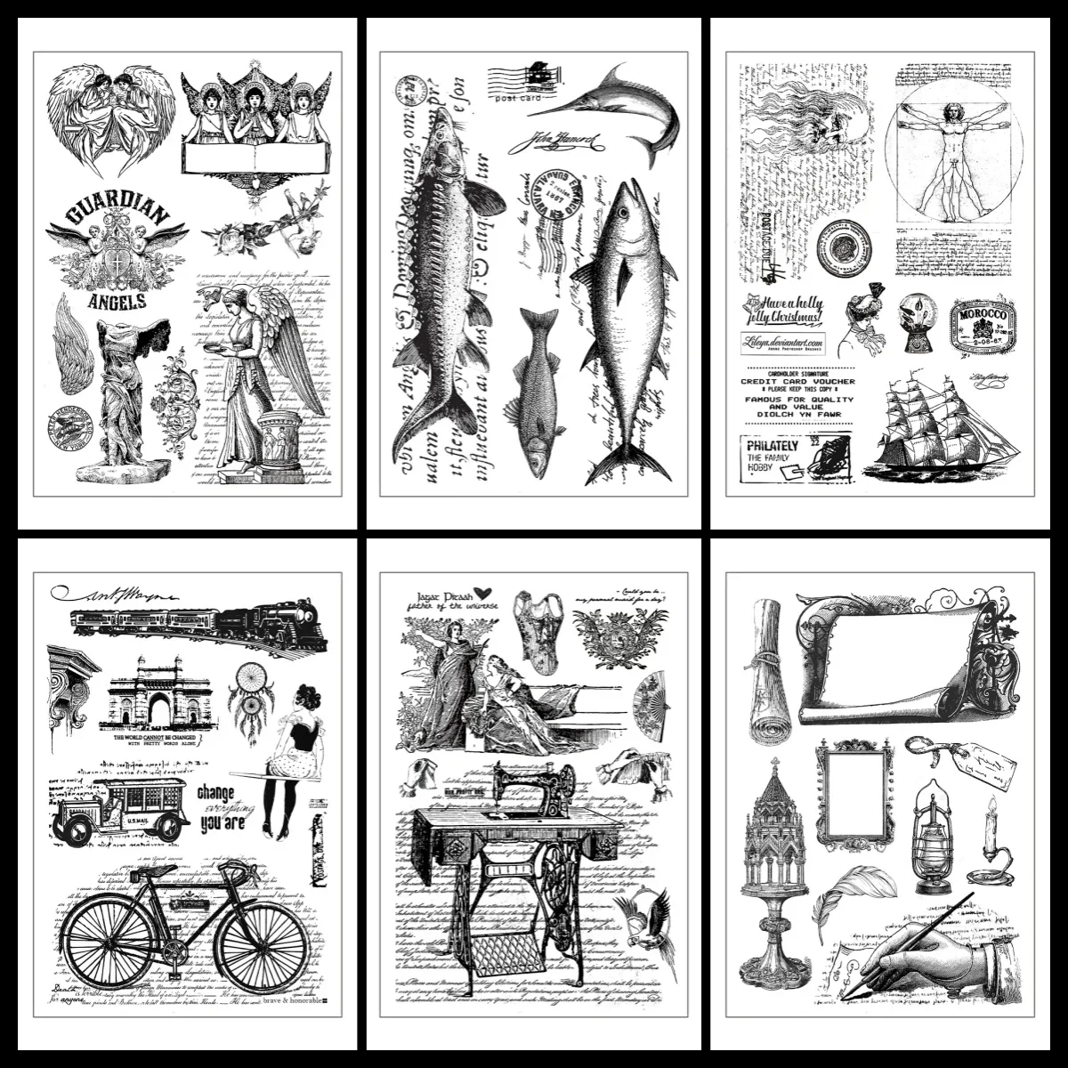 11*16cm Vintage Style Sewing Machine Figure Sailboat Clear Seal Silicon Rubber Stamp for Planner Card Making Album Art Supplies