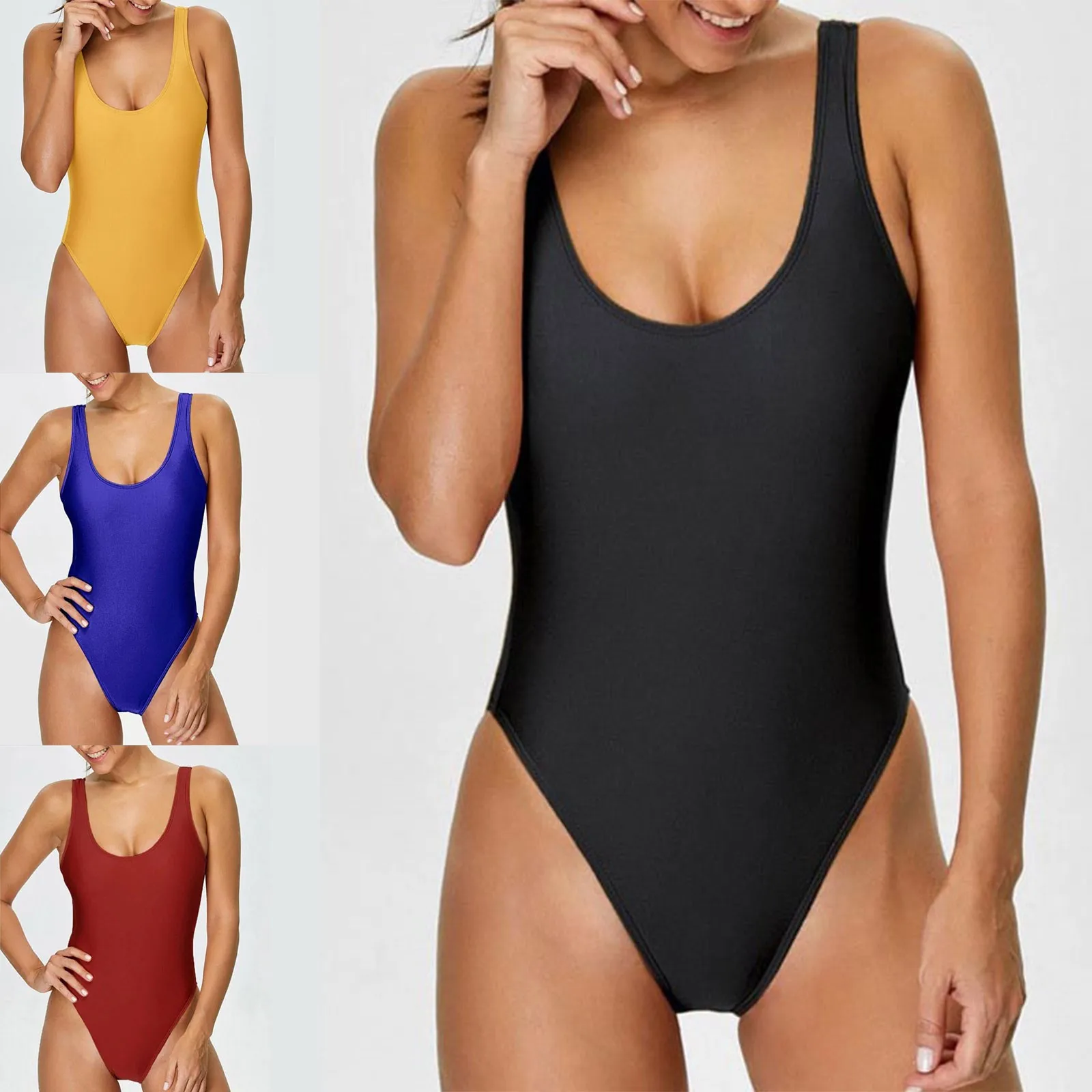 

Swimsuit Women's Solid Color Sexy Triangle Show Thin Belly Cover Soaking Hot Spring Monokini Female Bathing Suit Sexy