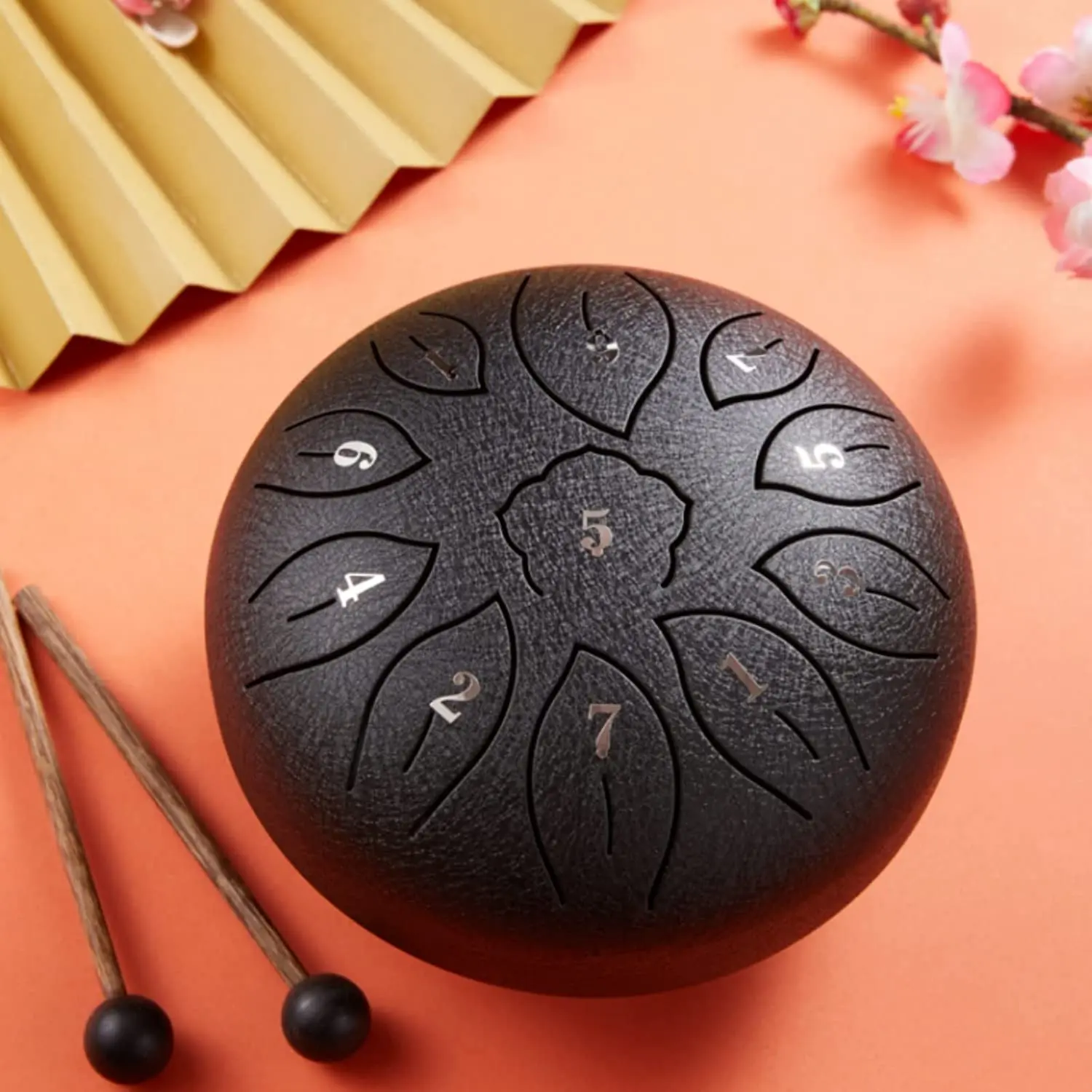 

6 Inch 11 Note D Major Mini Lotus Steel Tongue Drum Tank Drummer Hand Pan Cute Music Gift for Kids Beginners Instruments Set