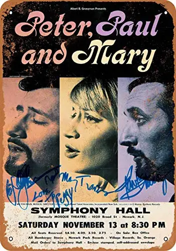 

1965 Peter, Paul and Mary in New Jersey Vintage Look Metal Sign 8x12 in
