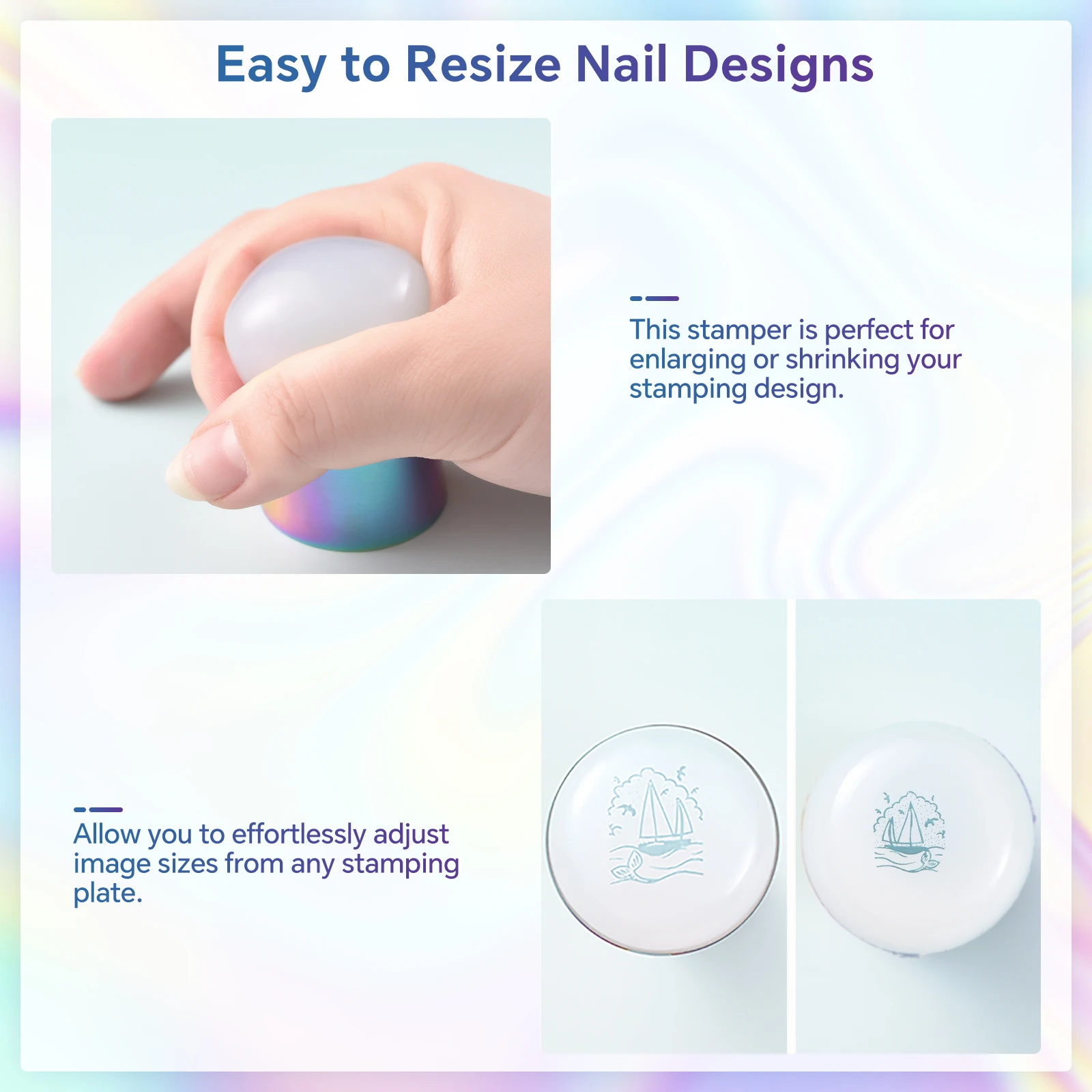 컬러풀 네일 스탬퍼 실리콘 KADS 프로페셔널 메탈 네일 스탬핑 플레이트 3.5*5.5cm 홀로그램 폴리쉬 프린트 매니큐어 도구