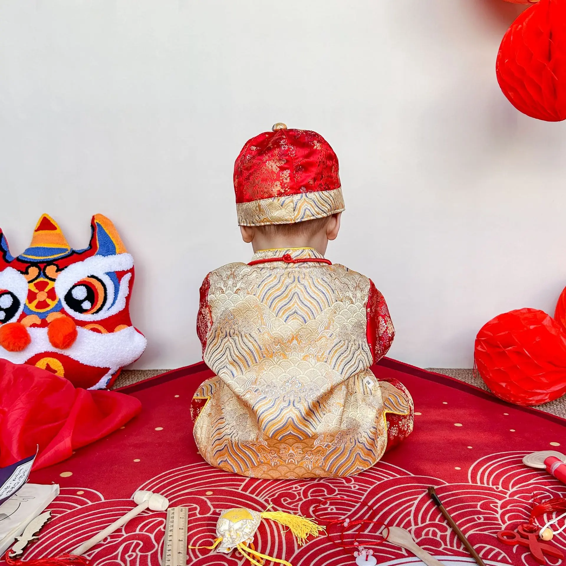 Baby Kids Tang Suit Chinese Traditional New Year Clothing Children Tang Clothing Photography Clothes One-Year-Old Costume