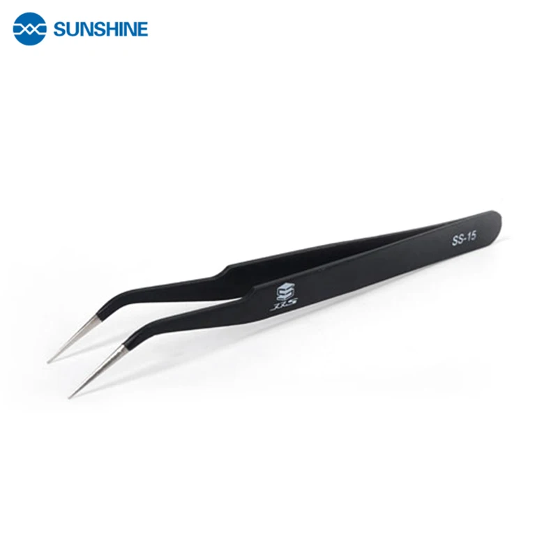 SUNSHINE TS-11 ESD Anti-static Stainless Steel Tweezers Iphone Maintenance Industrial Precision Curved Straight Tweezers
