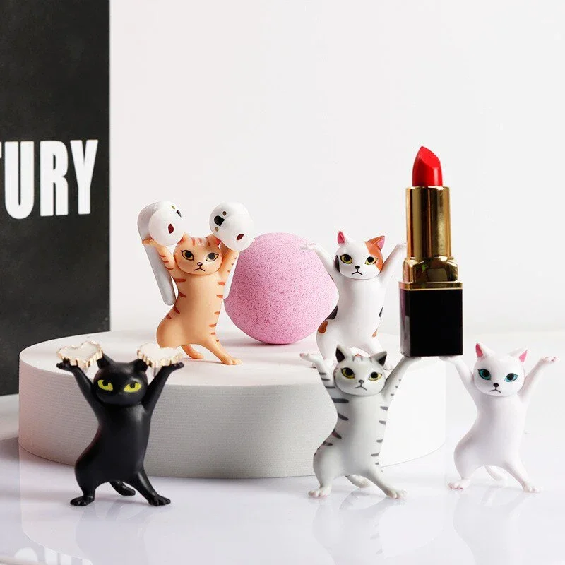 5 PCs Dancing Cat Figure Decoration Animation Cat Model Fashion Toy Enchanting Cat Capsule Toy Doll Cake Decoration 5