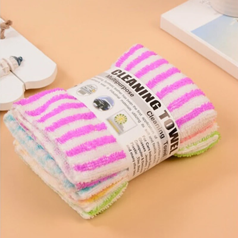 5Pcs/Lot Microfiber Anti-Grease Color Dish Cloth Fiber Washing Towel Magic Kitchen Cleaning Wiping Rags  Towel Pano De Prato