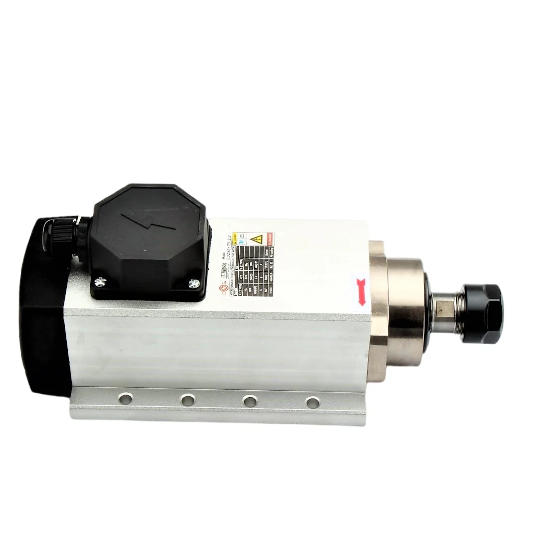 Main Spindle Motor square Flange Fan Cooling 2.2KW ER25 220V/380V 18000 Rpm Main