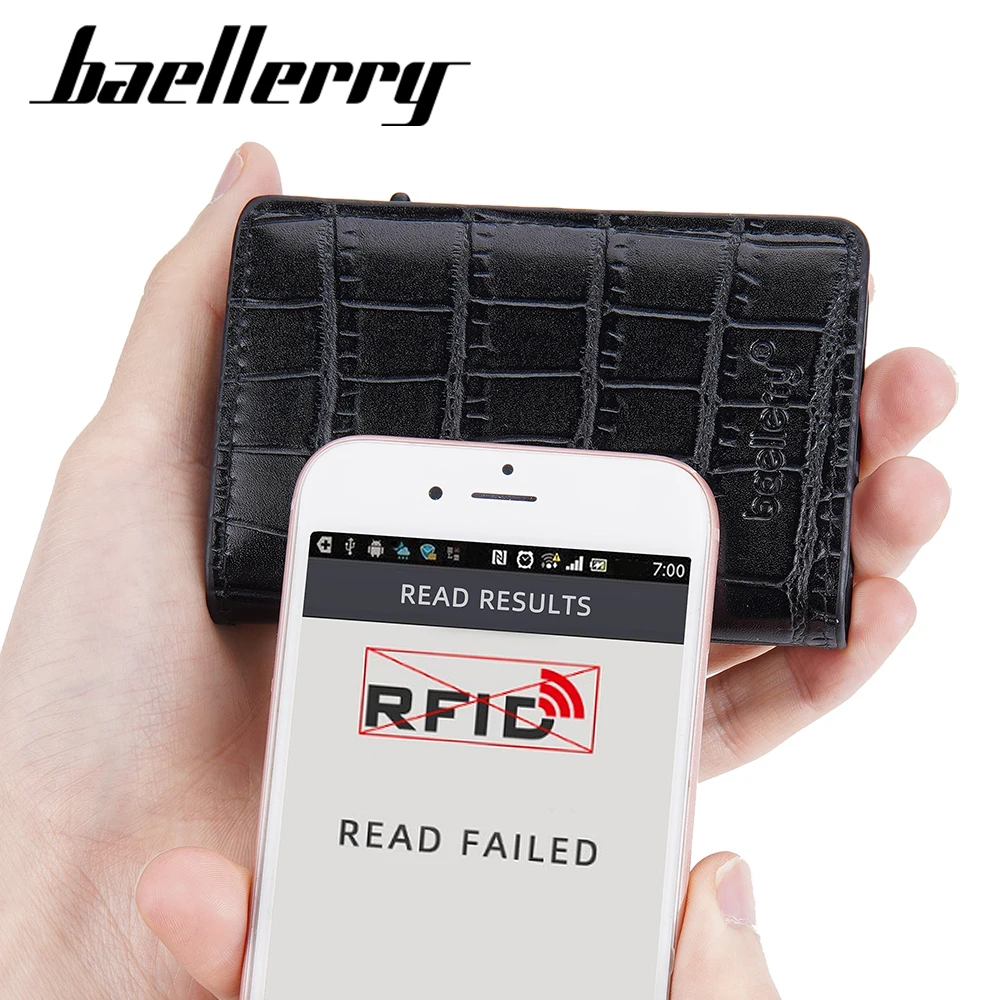 New RFID Mini Men Wallet Short Card Holder Simple Male Popup Purse Luxury Brand Men's Wallet Crocodile Pattern Card Bag