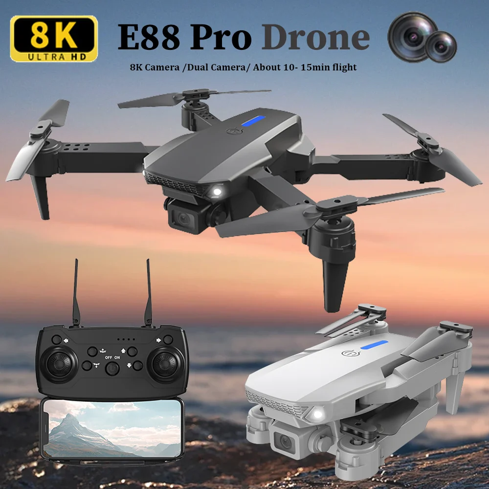 RC Dron HD 8K Camera Foldable Helicopter Aircraft Quadcopter Drone 2025 E88 Kid Gift Toys