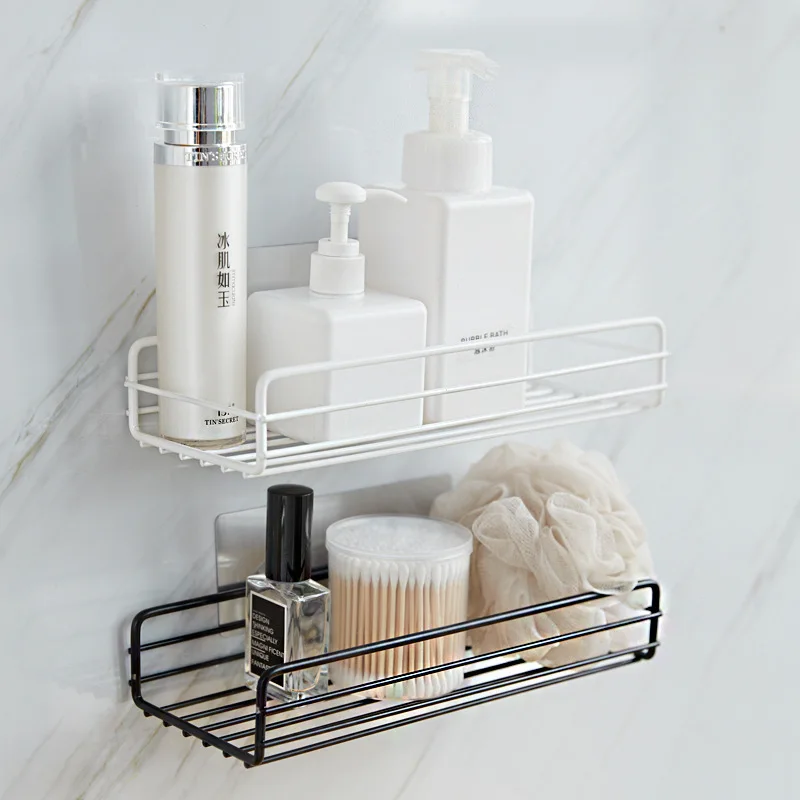 1pc Metal Wrought Iron Bathroom Shelf, Wall Hanging Kitchen Bathroom Shower  Gel Storage Rack, Bathroom Free Punching Toiletries Rack, Bathroom Kitchen  Accessories