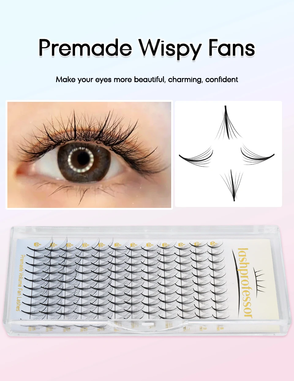 3D-15D Wispy Premade Fans Spitze Basis Russland Volumen Wimpern Faux Nerz Einfache Fächer Wimpern Verlängerung Spitze Lange Stiel Wimpern – Detail 4