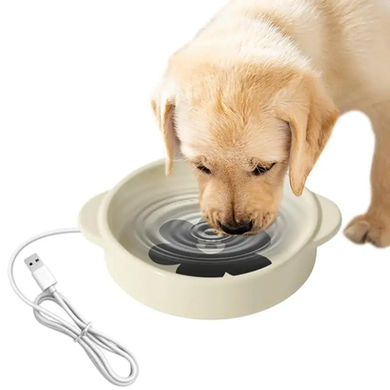 

Heated Outdoor Water Bowl Non Slip Heated Pet Bowl 15W Thermostatic Control Insulated Ceramic Pet Heated Water Dish With Chew