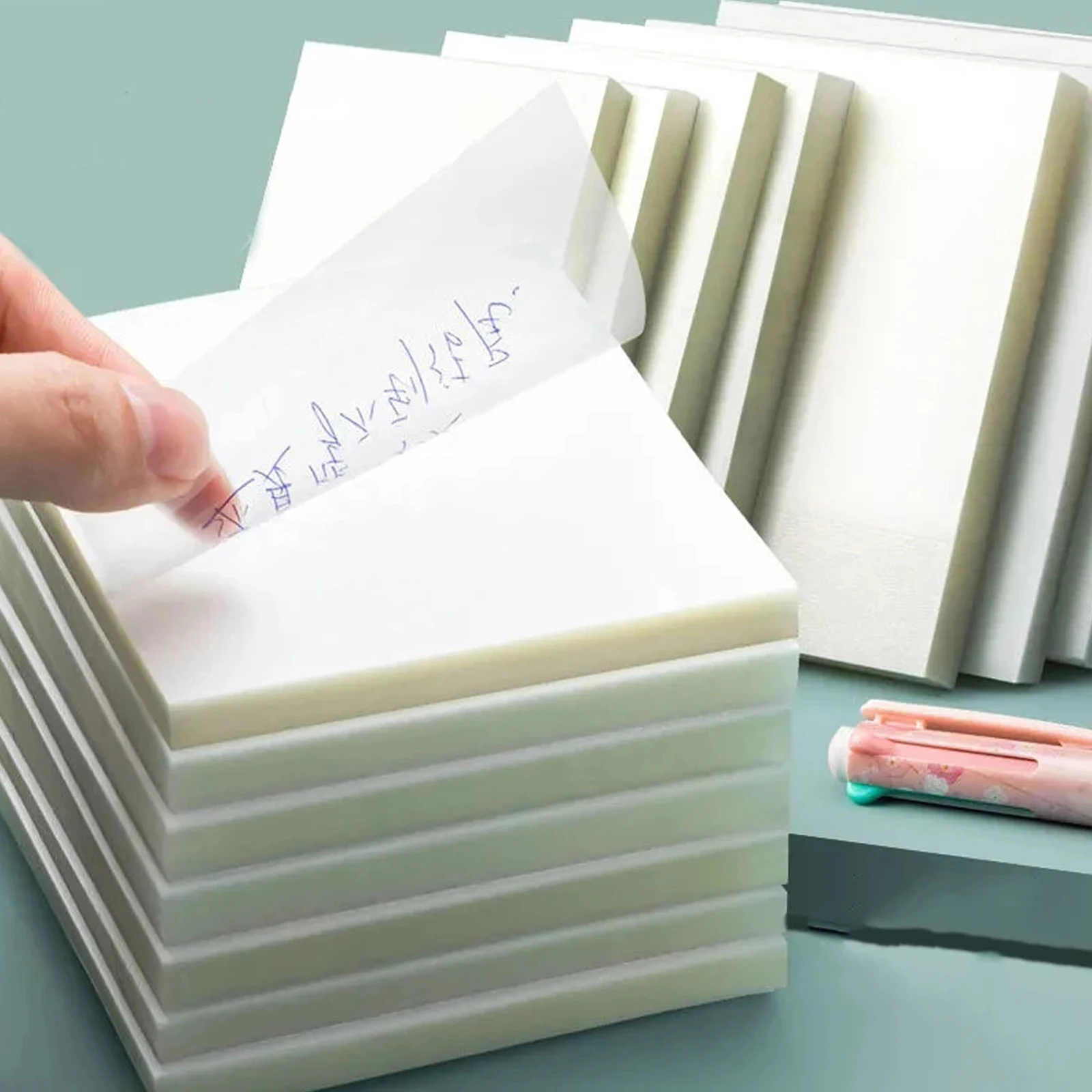 Transparent Sticky Notes 50 Sheets Waterproof Pet Memo Pad For Student