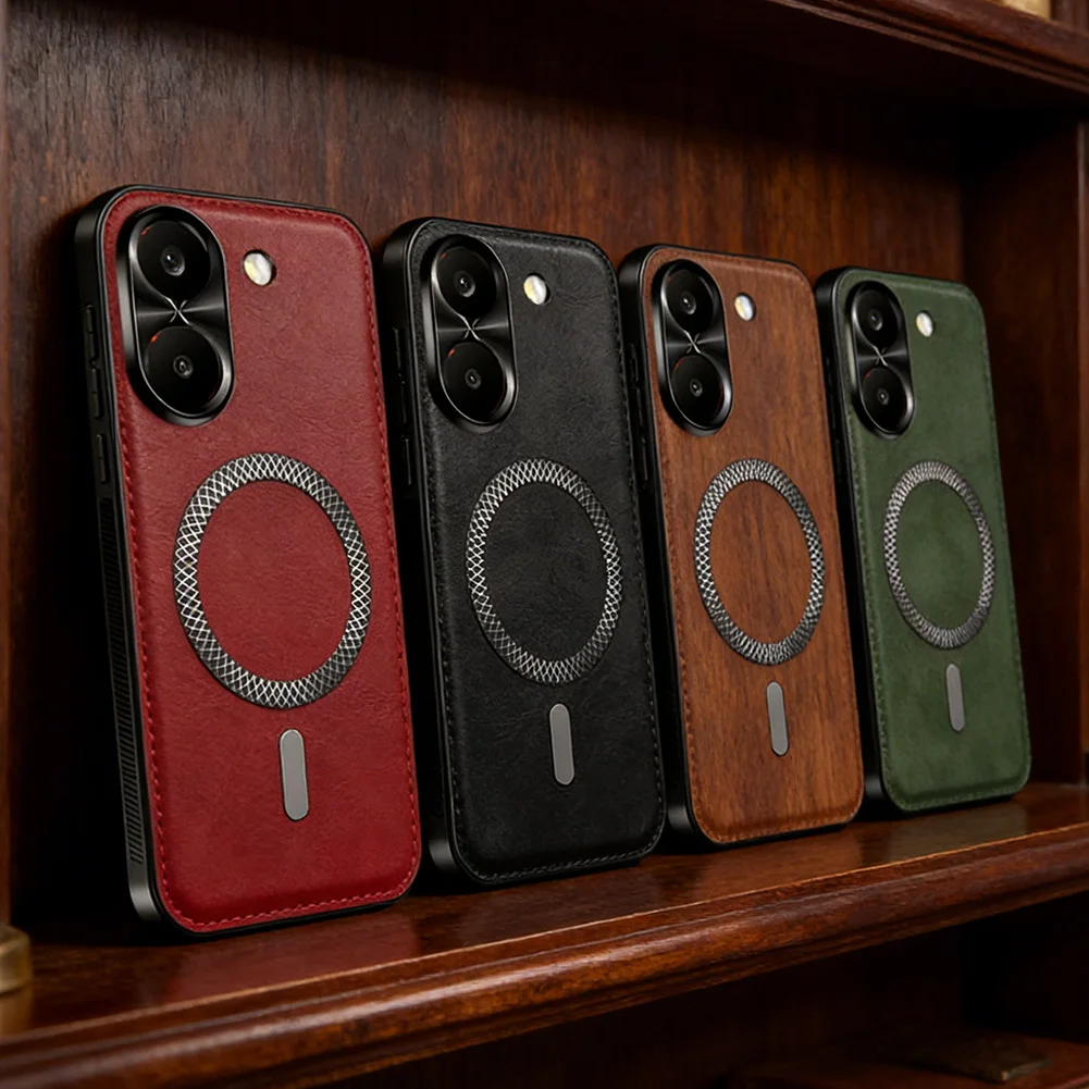 Vintage Leather Magnetic Wireless Charging Case Cover