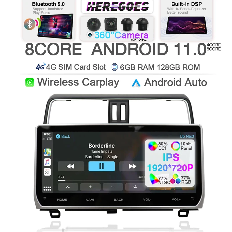 360 камера Android 10 6G + 128G автомобильное радио для Toyota Land Cruiser Prado 150 2018 2019 2020