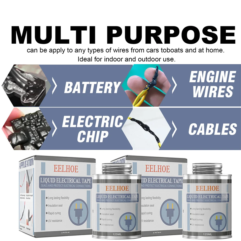 30/50/125Ml Isolamento Liquido Nastro Elettrico Pasta Per Tubi Gomma Veloce Fisso Colla Sigillante Isolante A Secco Protezione Uv Impermeabile