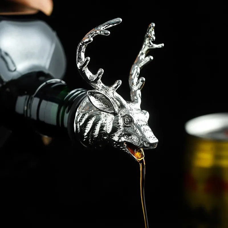 Aireador De Vino Vertedor De Venado Forma De Cabeza De Animal Vertedor De Licor Con Tapón De Botella Vertedor De Vino Botella De Boquilla Para Verter Tapón Tapón De Vino Accesorios
