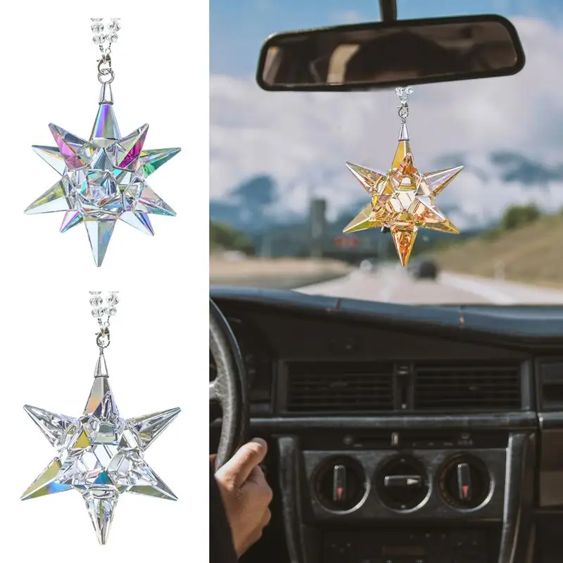 

Car Pendant Practical Interior Car Mirror Hanging ]Crystal Snowflake Toy Ornaments Car Decoration Rearview Mirror Accessories