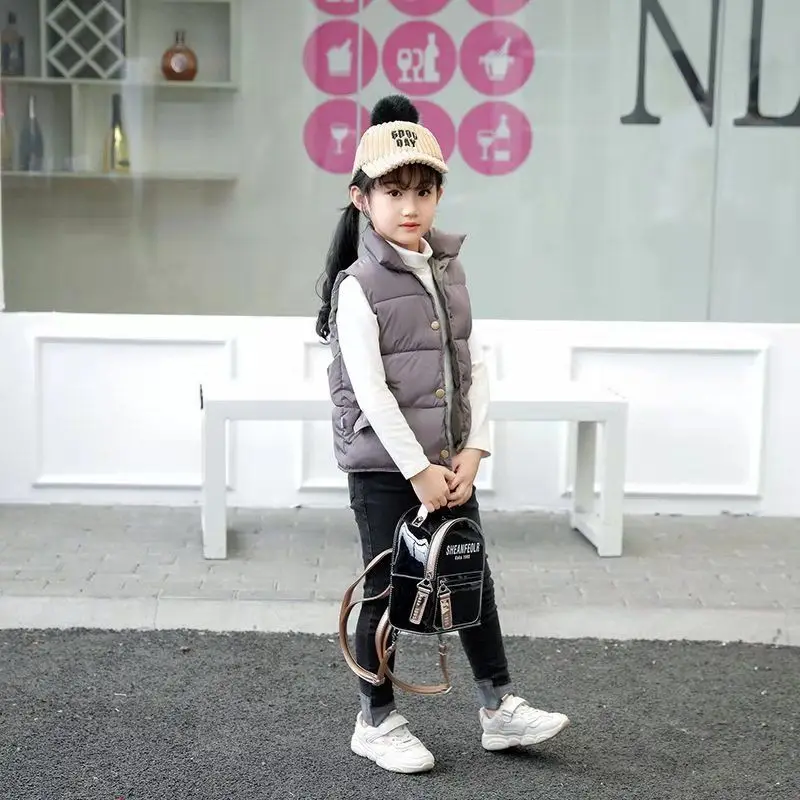 Children Vest Candy Color Down Cotton Vest Children'S Waistcoat Spring Autumn Casual Cardigan Thicken Warm Outerwear Toddler Sleeveless Coat