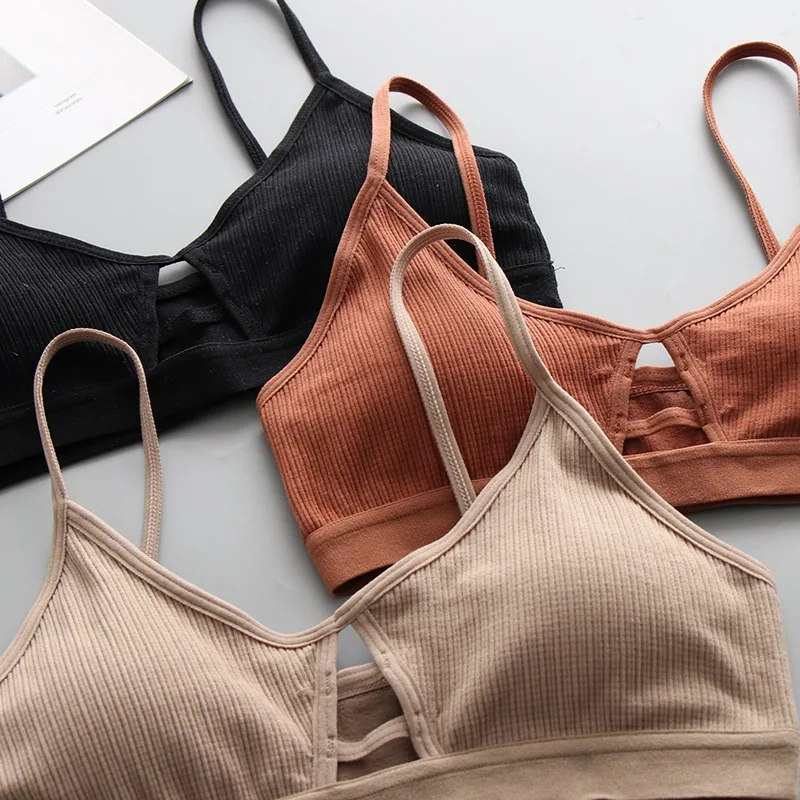 1PC Women's Sexy Cotton Sports Bra Tube Top Hollow Seamless Wireless Push-Up Bralette for Active Lingerie 4